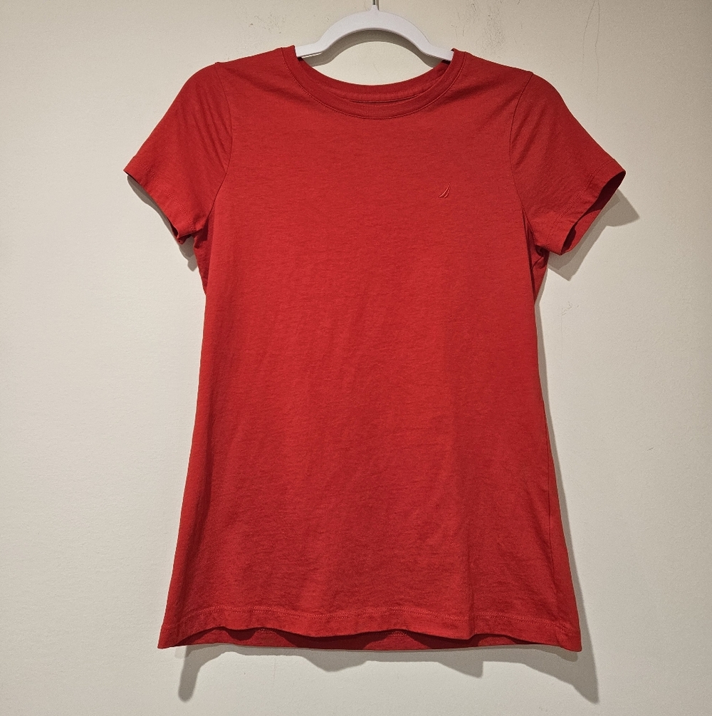 Nautica Red Short Sleeve Women's Tee, Size Small